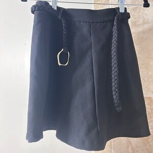 Zara Elegant Black Skirt with Braided Belt